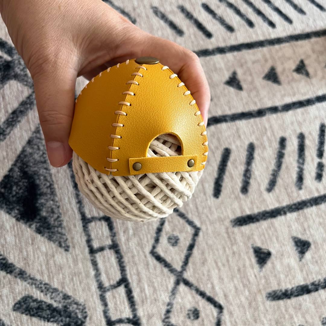 A handsewn baseball cap.