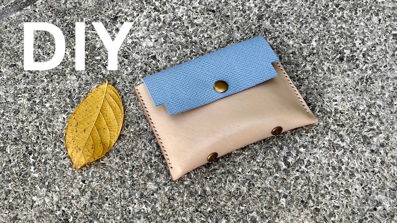 Minimalist Leather Wallet Pattern: DIY Two-Tone Card Holder (PDF, SVG, DXF) + Video Tutorial