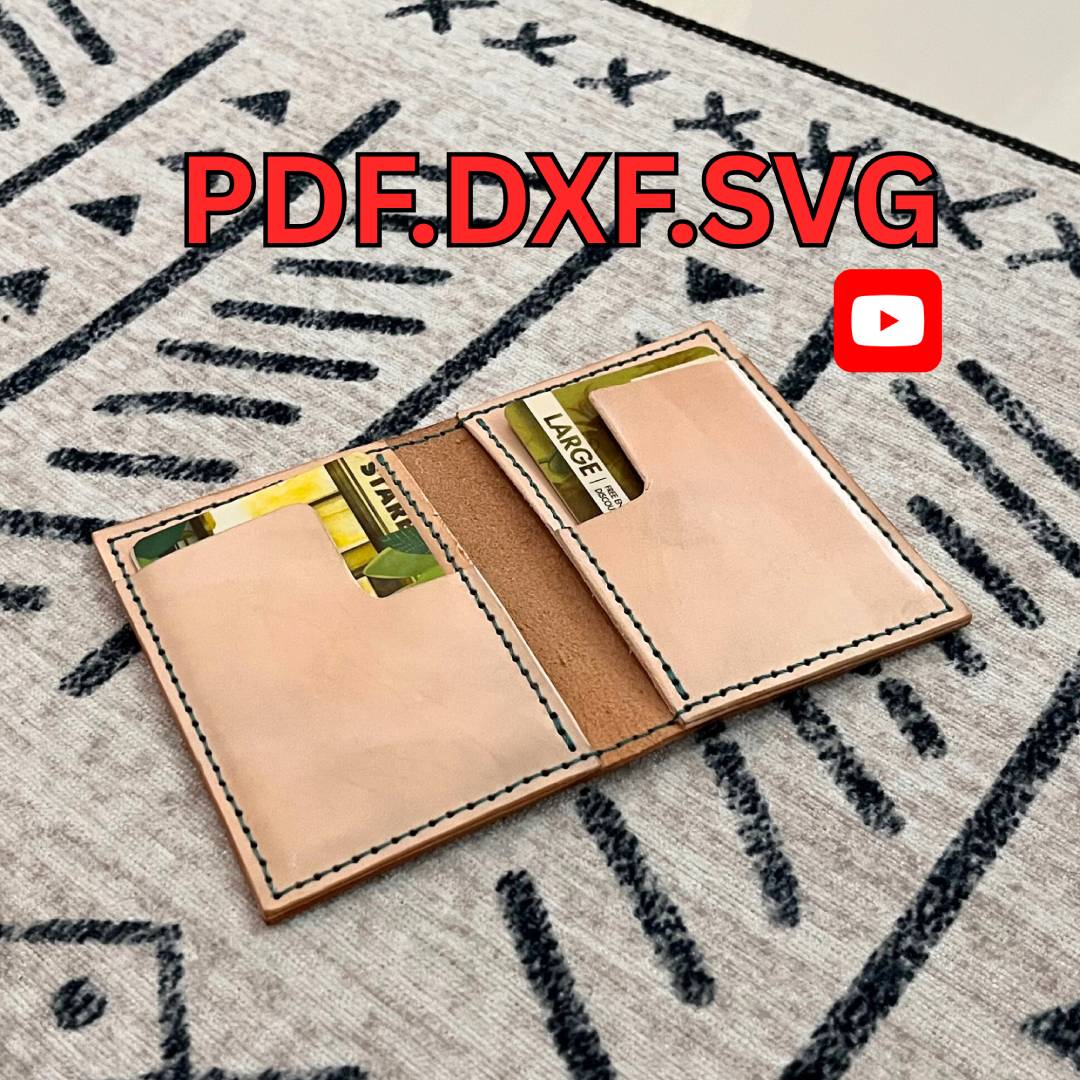 Leather  card wallet with card slots on a textured surface.
