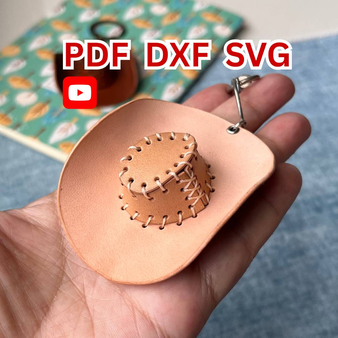 Handstitch western hat using Laser cut SVG file.