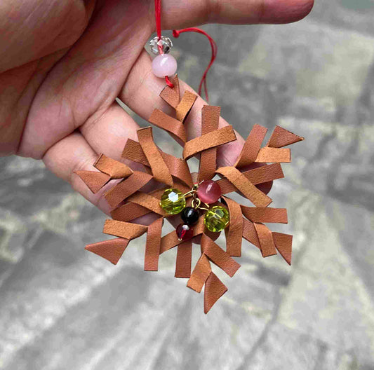 Pattern for DIY Leather SnowFlake Christmas Tree Ornament, Snowflake Ornament Pattern, Christmas Tree Decoration SnowFlake Pattern